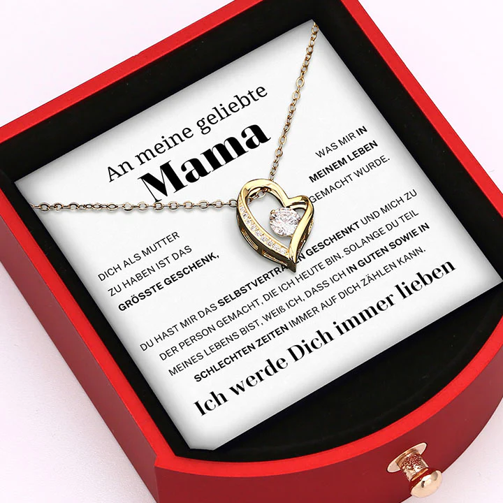 Ewige Rosenbox - 14k Weißgold Herz Halskette - An meine geliebte Mama - Image 4