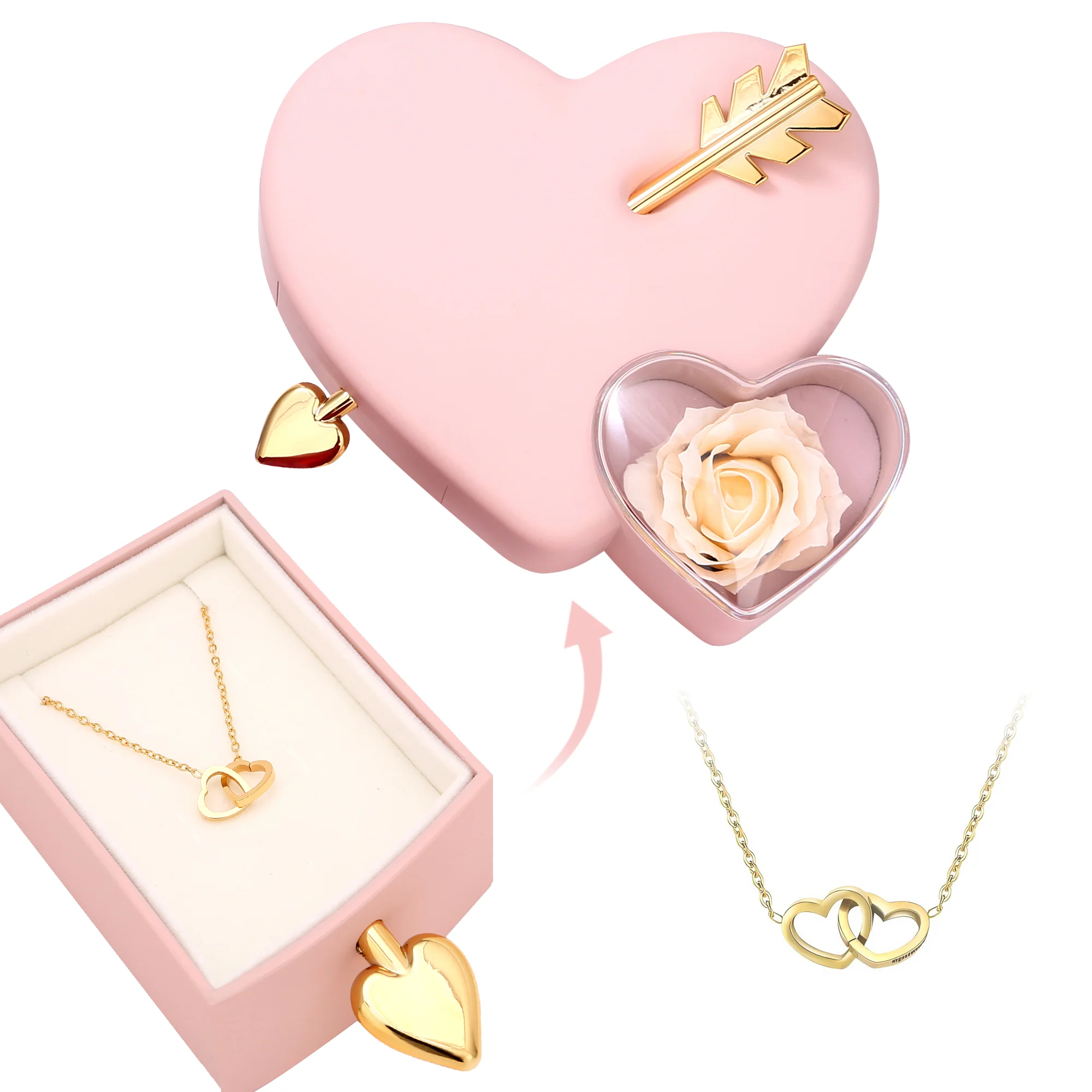Amour Rosenbox - mit versteckter Gravur-Doppelherzkette - Image 21