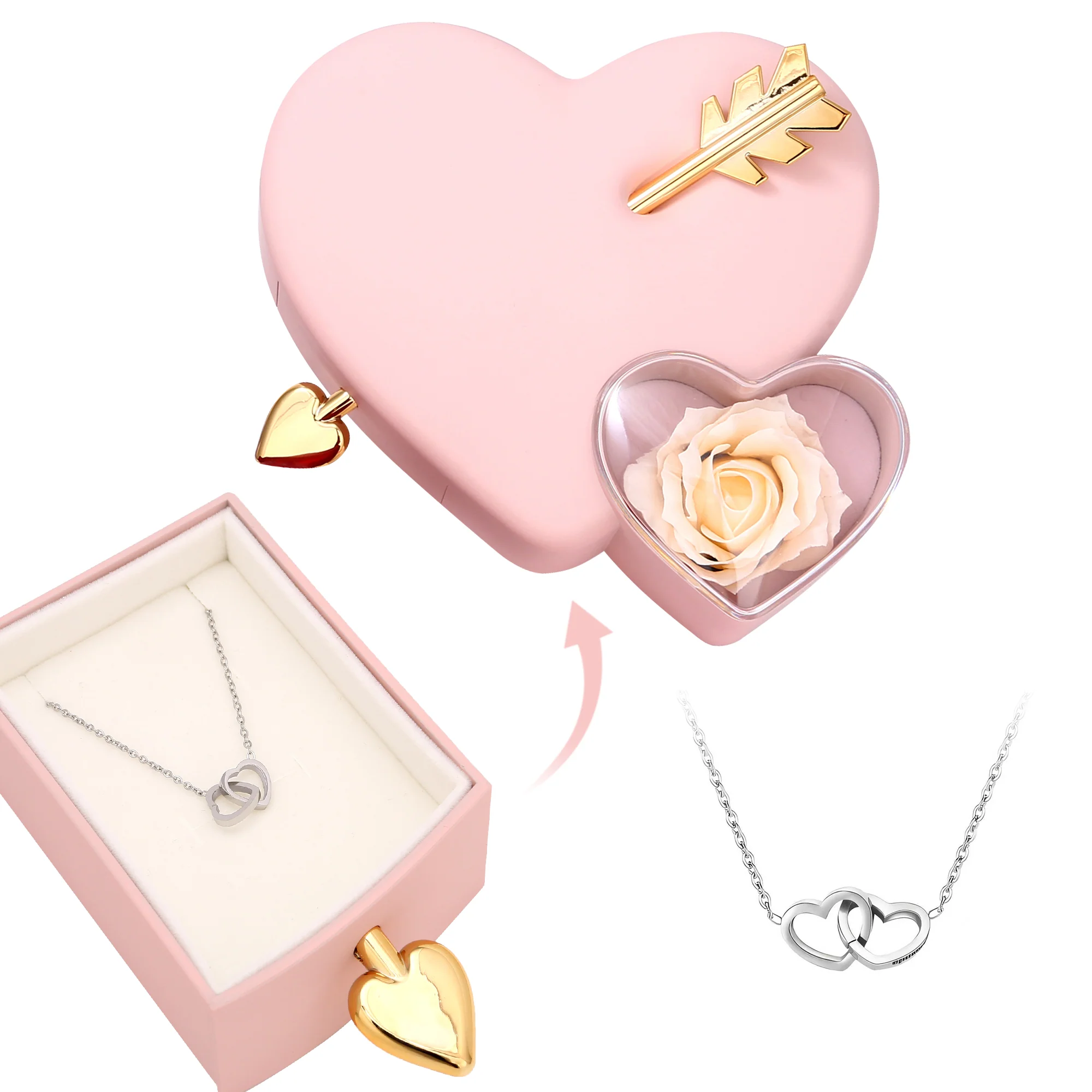 Amour Rosenbox - mit versteckter Gravur-Doppelherzkette - Image 22