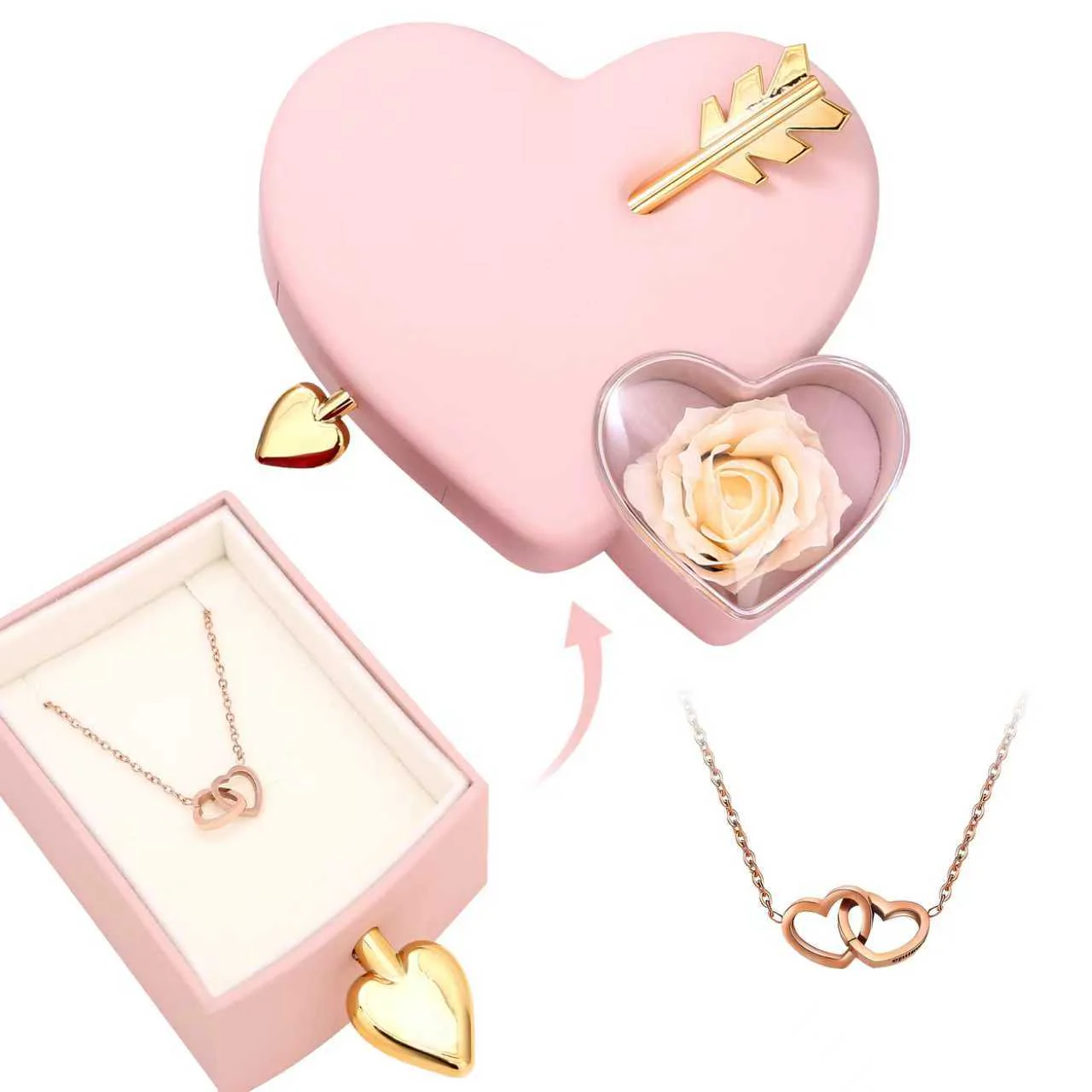 Amour Rosenbox - mit versteckter Gravur-Doppelherzkette - Image 23