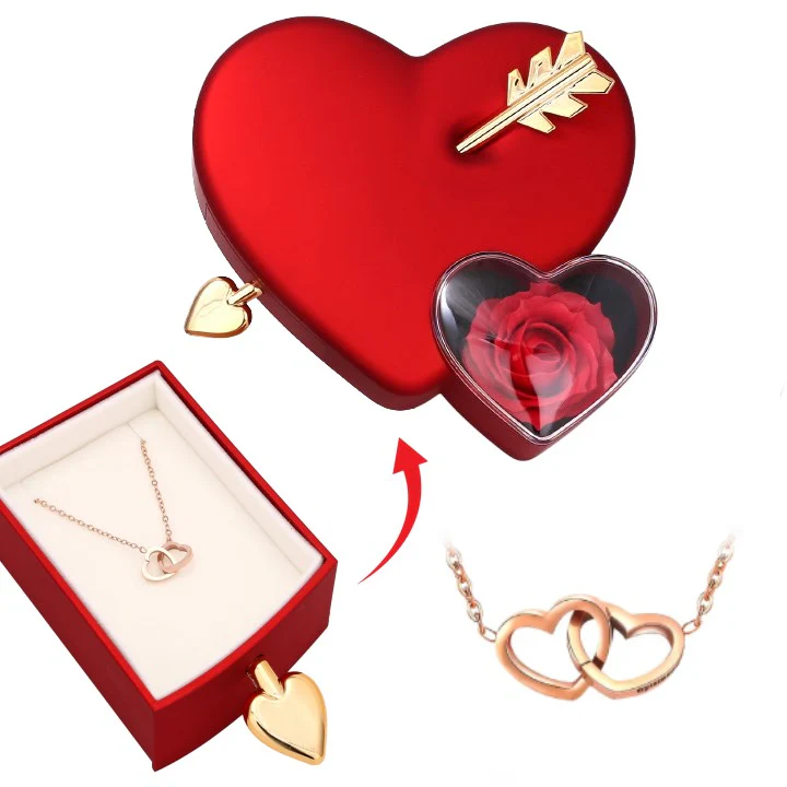 Amour Rosenbox - mit versteckter Gravur-Doppelherzkette - Image 3
