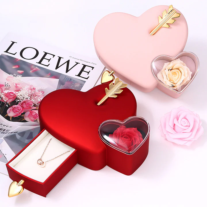 Amour Rosenbox - mit versteckter Gravur-Doppelherzkette - Image 6