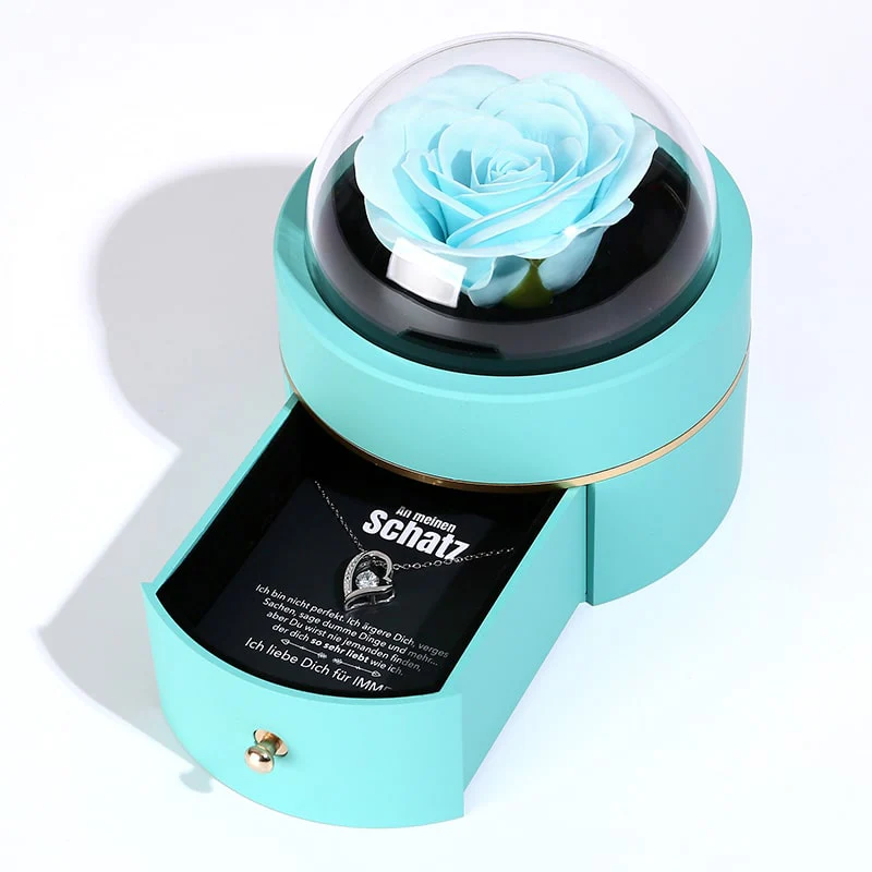 Kuppel Rosenbox - Mit 14k Weißgold Herz Halskette & romantischer Notiz - An meinen Schatz - Image 10