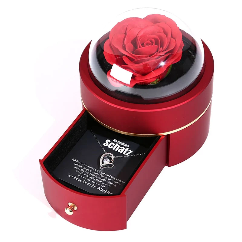 Kuppel Rosenbox - Mit 14k Weißgold Herz Halskette & romantischer Notiz - An meinen Schatz - Image 3