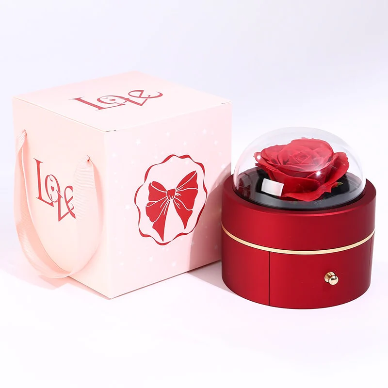 Kuppel Rosenbox - Mit 14k Weißgold Herz Halskette & romantischer Notiz - An meinen Schatz - Image 4