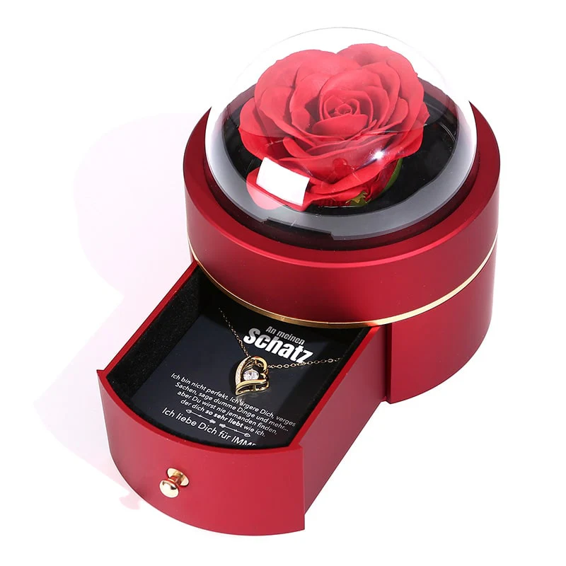 Kuppel Rosenbox - Mit 14k Weißgold Herz Halskette & romantischer Notiz - An meinen Schatz - Image 6