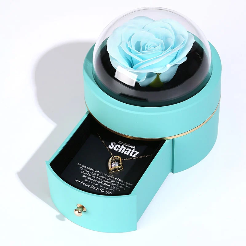 Kuppel Rosenbox - Mit 14k Weißgold Herz Halskette & romantischer Notiz - An meinen Schatz - Image 8