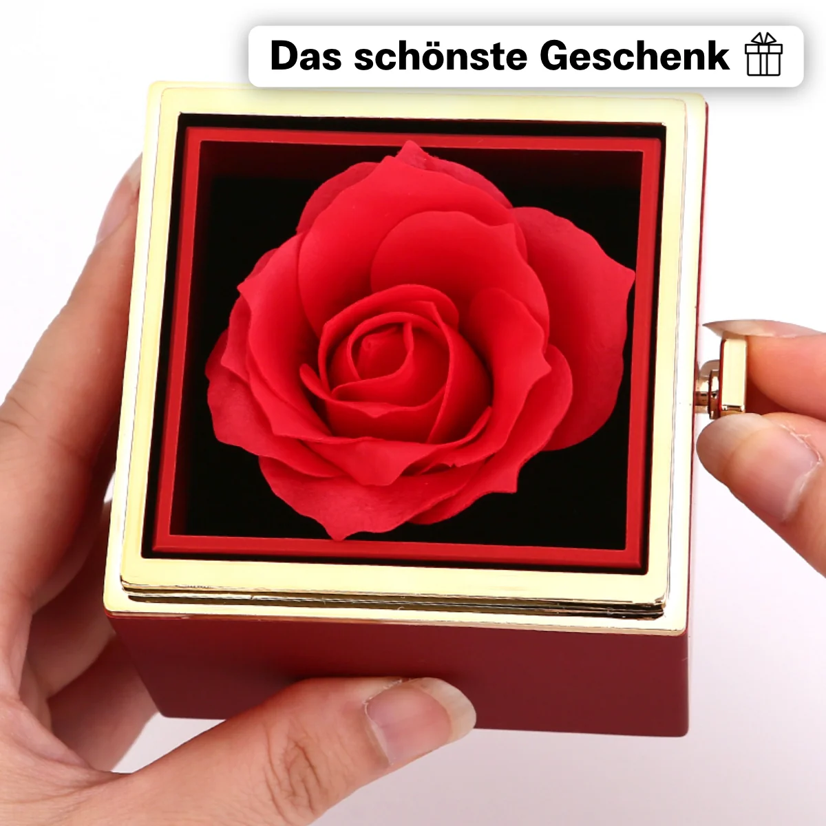 Ewige Rosenbox – mit Doppelherz Halskette, Liebesnotiz und echter Rose - Image 2