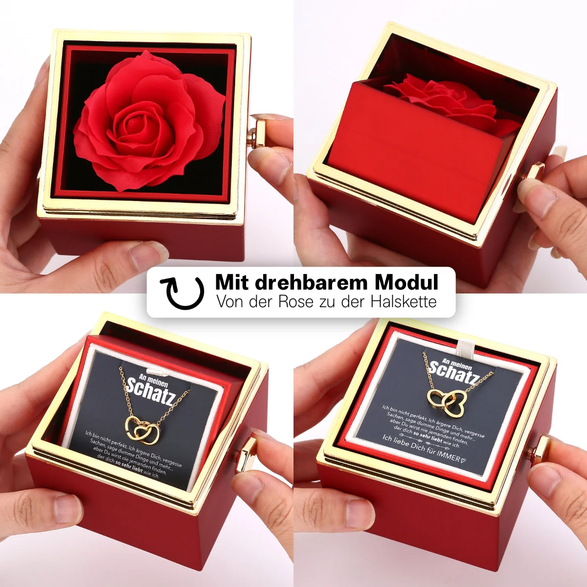 Ewige Rosenbox – mit gravierter Halskette, Liebesnotiz und echter Rose - Image 3