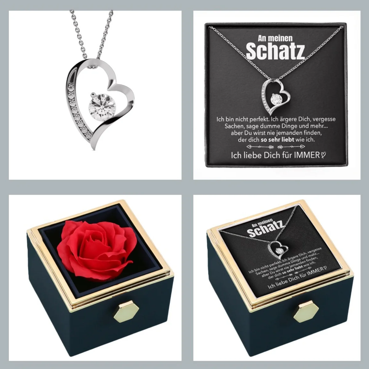 Ewige Rosenbox – mit Herz-Halskette, Liebesnotiz und echter Rose - Image 6