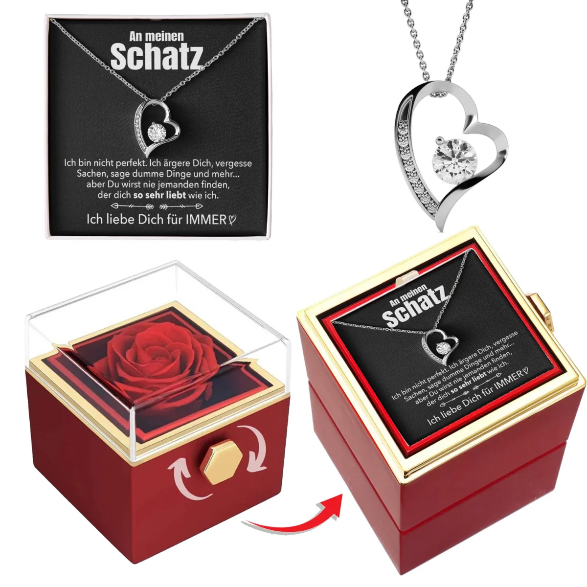 Ewige Rosenbox – mit Herz-Halskette, Liebesnotiz und echter Rose - Image 7