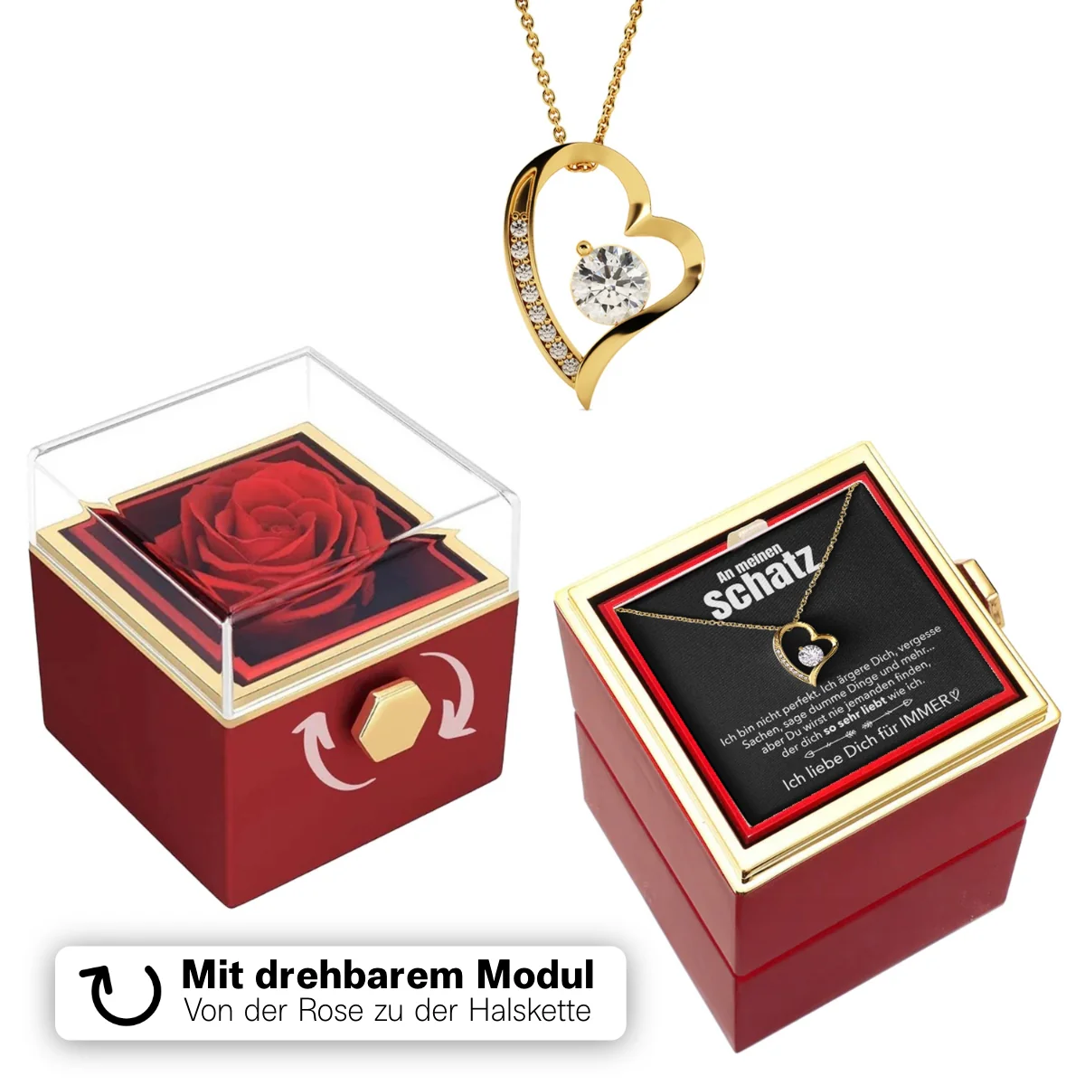 Ewige Rosenbox – mit Herz-Halskette, Liebesnotiz und echter Rose - Image 8