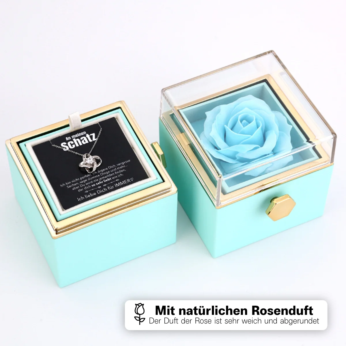 Ewige Rosenbox – mit Knoten-Halskette, Liebesnotiz und echter Rose - Image 5