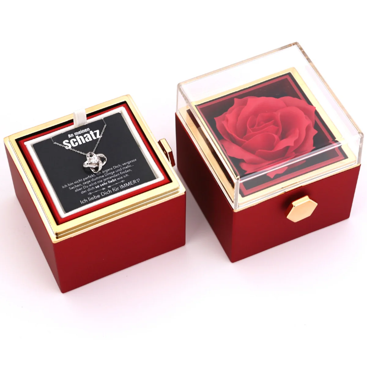 Ewige Rosenbox – mit Knoten-Halskette, Liebesnotiz und echter Rose - Image 8