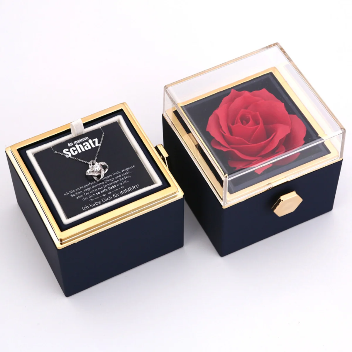 Ewige Rosenbox – mit Knoten-Halskette, Liebesnotiz und echter Rose - Image 9