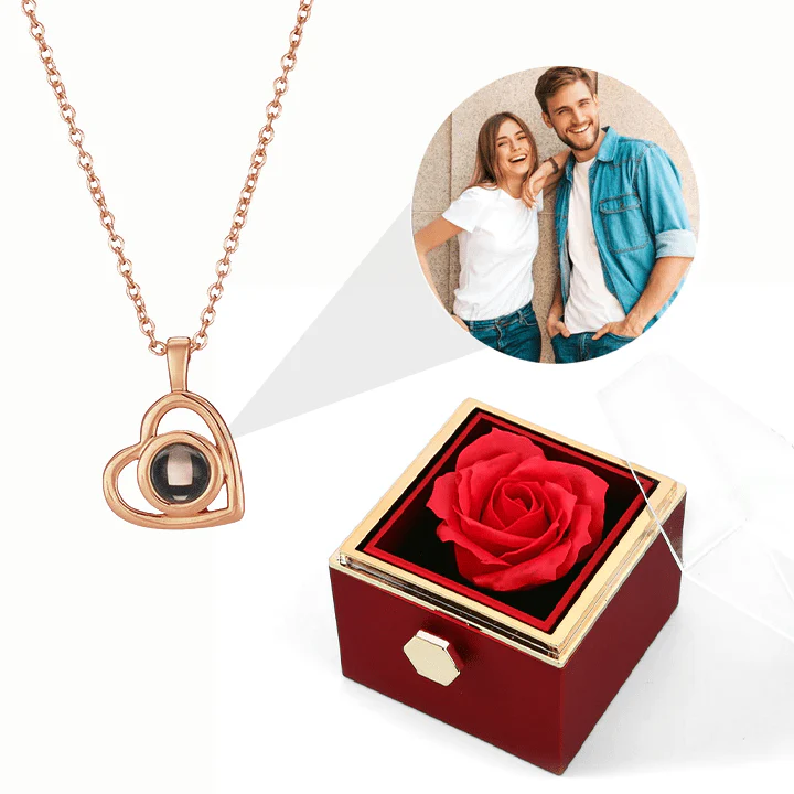 Ewige Rosenbox - Personalisierte Herz Halskette mit Foto & echte Rose - Image 3