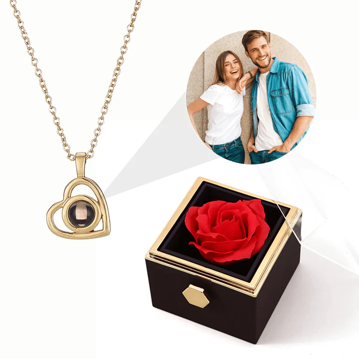 Ewige Rosenbox - Personalisierte Herz Halskette mit Foto & echte Rose - Image 4