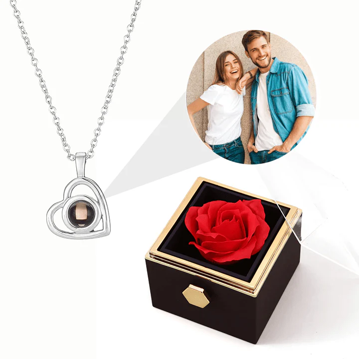Ewige Rosenbox - Personalisierte Herz Halskette mit Foto & echte Rose - Image 5