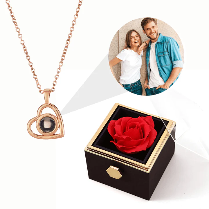 Ewige Rosenbox - Personalisierte Herz Halskette mit Foto & echte Rose - Image 6