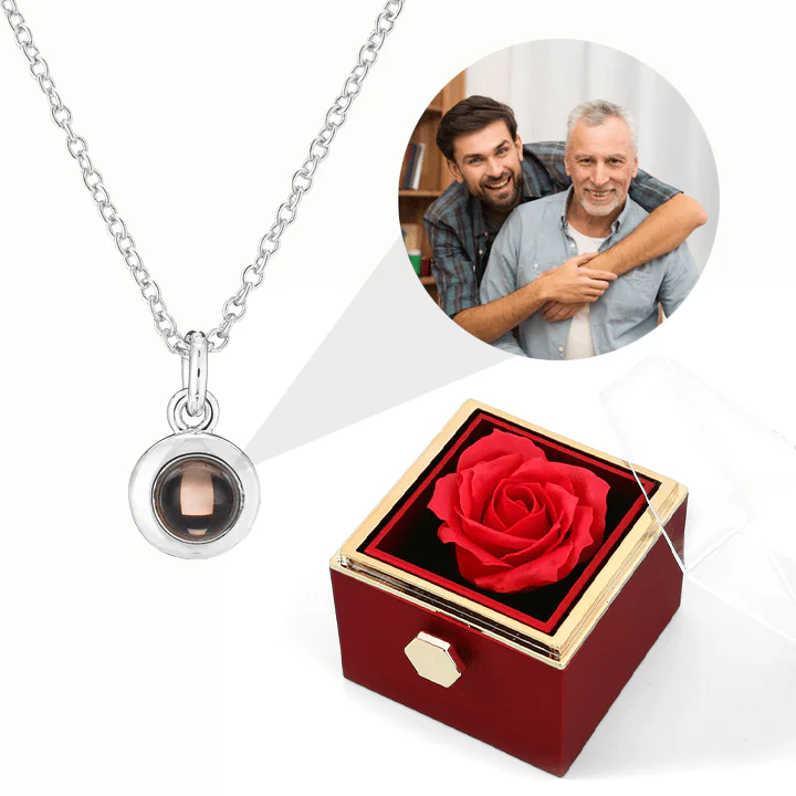 Ewige Rosenbox - Personalisierte Kreis Halskette mit Foto & echte Rose - Image 2