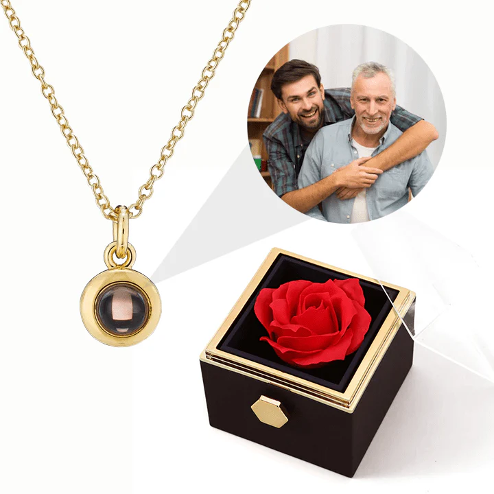 Ewige Rosenbox - Personalisierte Kreis Halskette mit Foto & echte Rose - Image 3