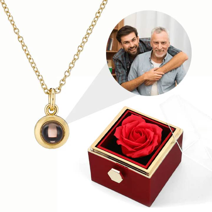 Ewige Rosenbox - Personalisierte Kreis Halskette mit Foto & echte Rose - Image 4