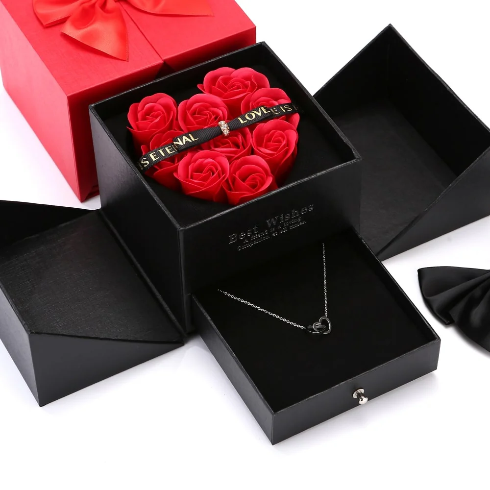 Ewige Rosenbox zum Aufklappen - Gravierte Halskette & echte Rosen - Image 10