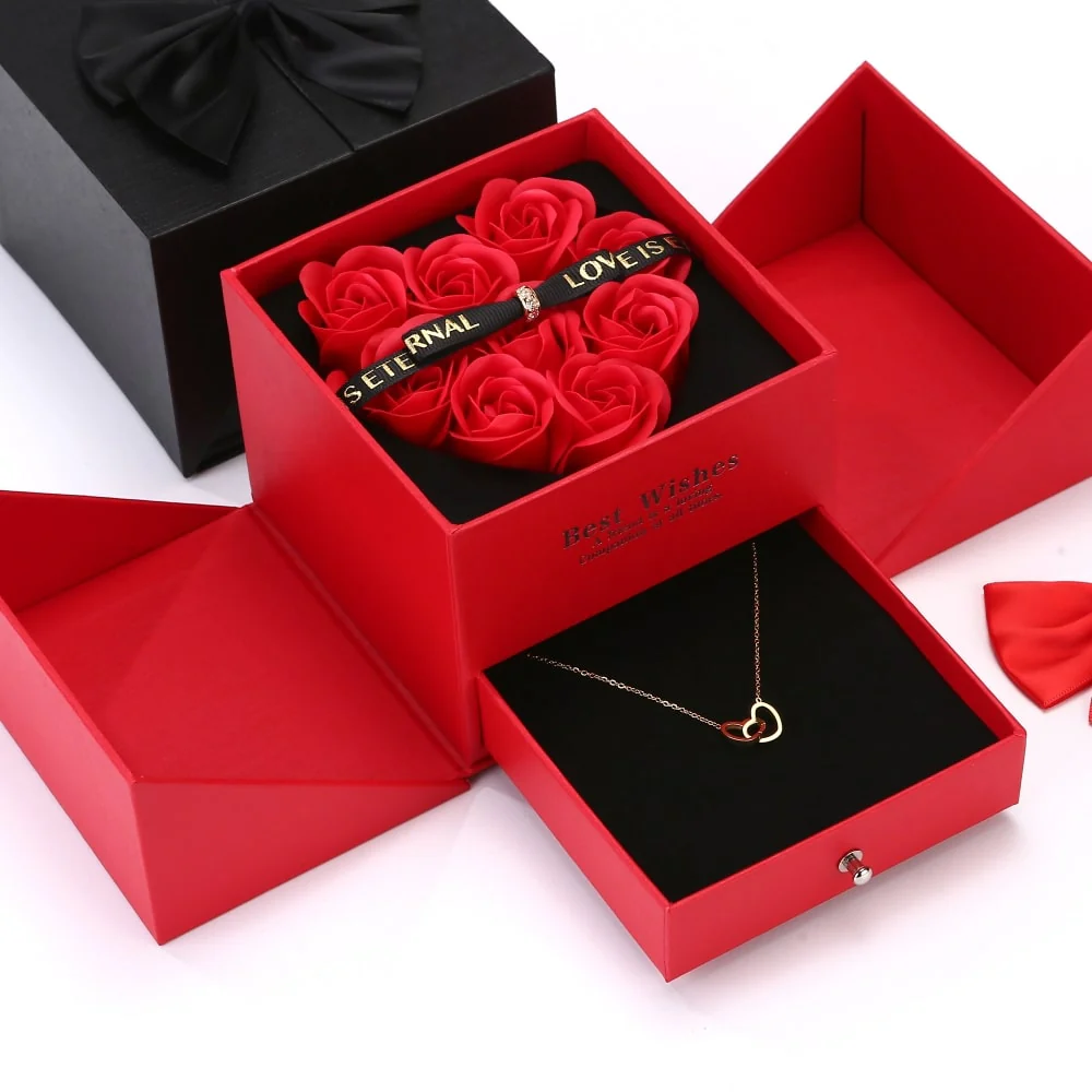 Ewige Rosenbox zum Aufklappen - Gravierte Halskette & echte Rosen - Image 9