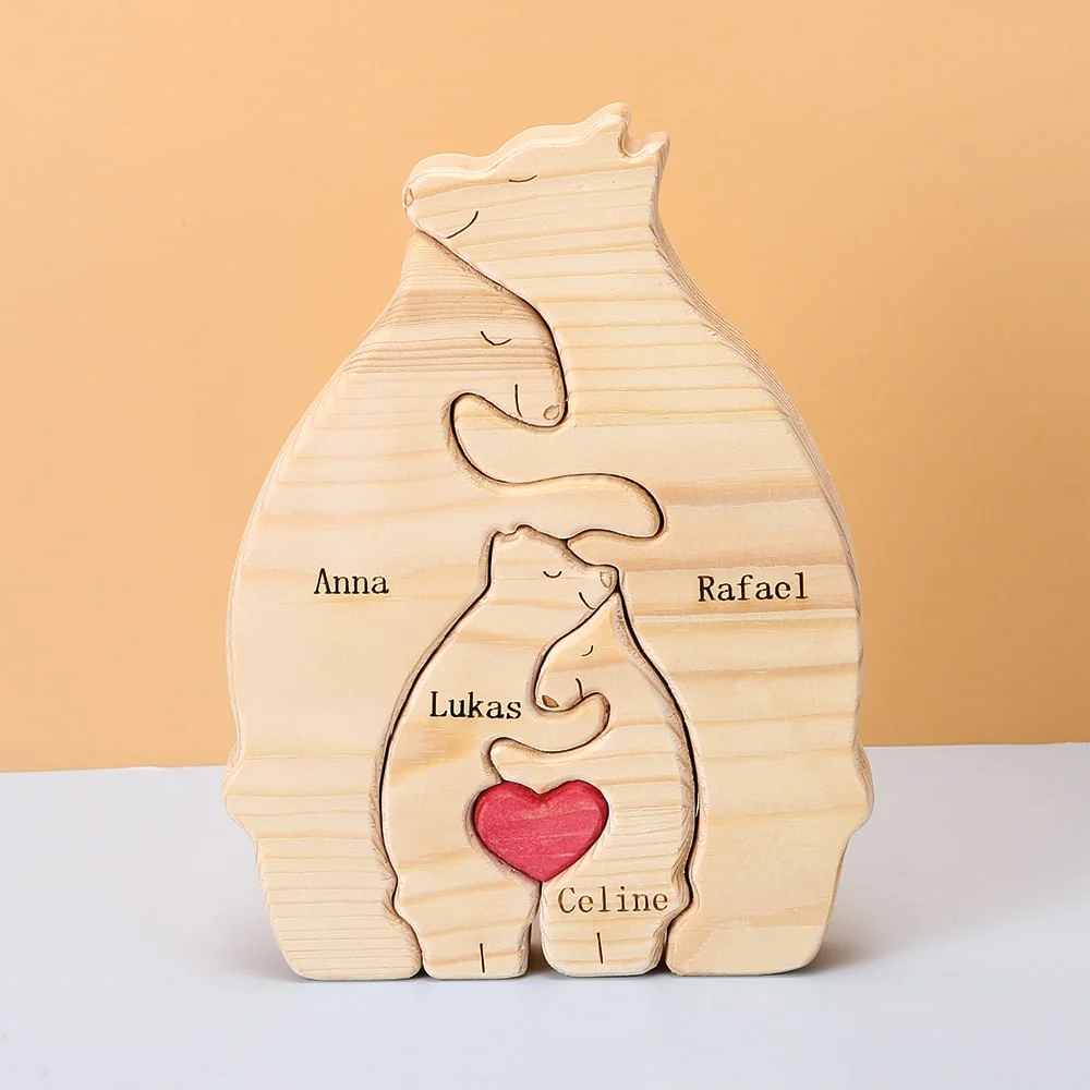 Personalisierte Familienbären aus Holz - Image 3