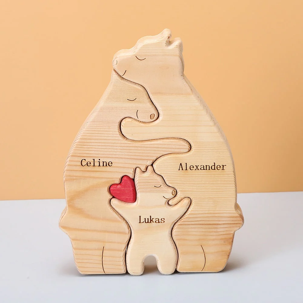 Personalisierte Familienbären aus Holz - Image 4