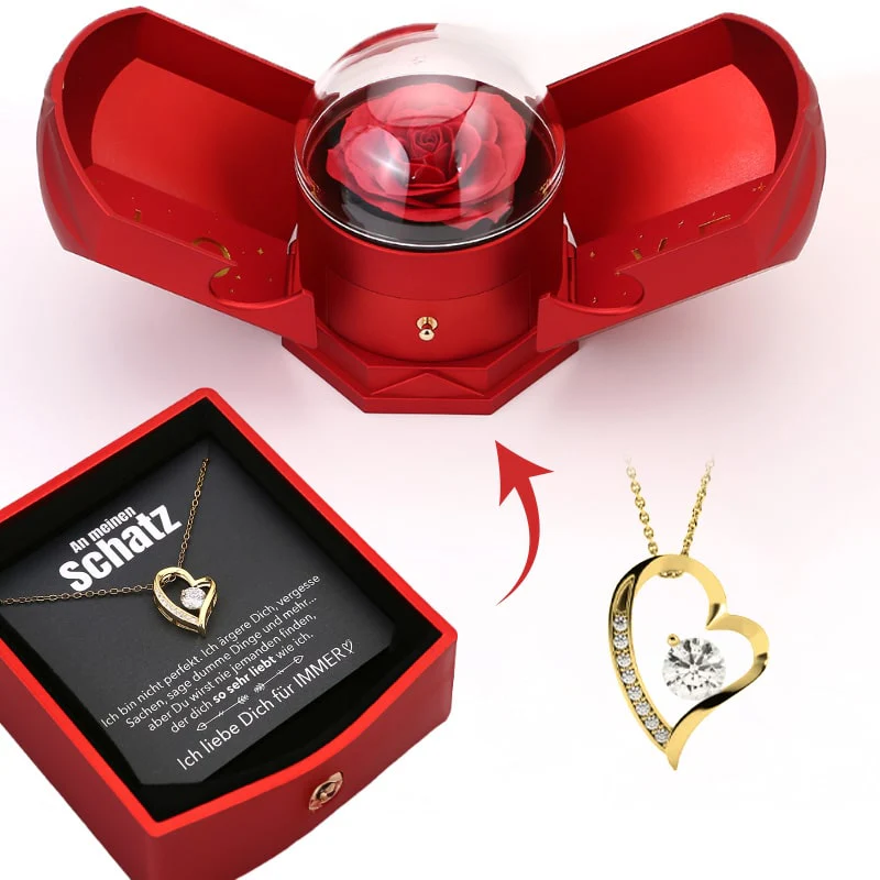 Ewige Rosenbox - Mit 14k Weißgold Herz Halskette & romantischer Notiz - An meinen Schatz - Image 4
