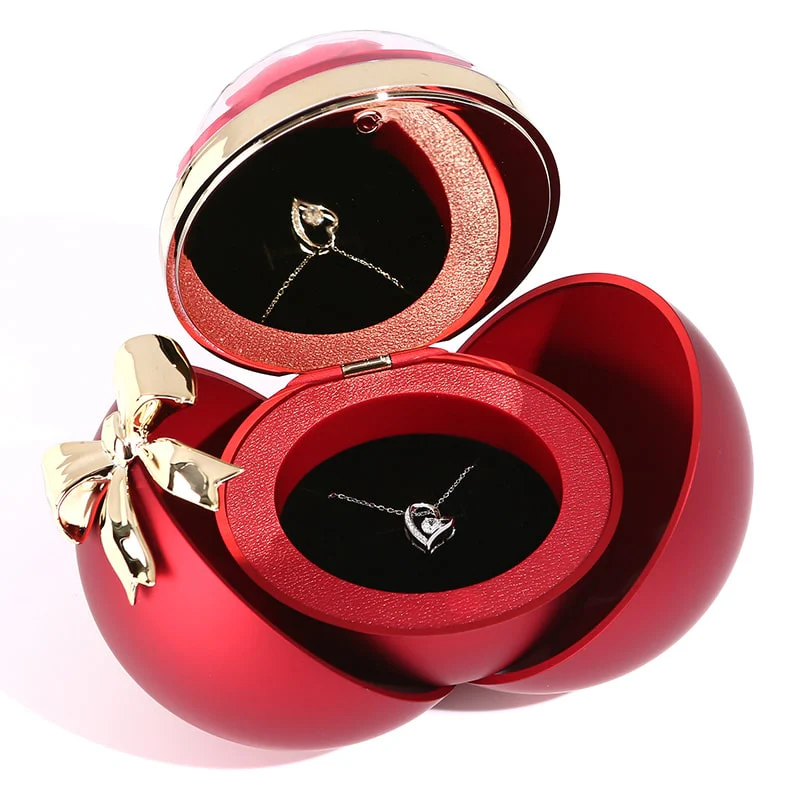 Kugel Rosenbox - Mit 14k Weißgold Herz Halskette - Image 3