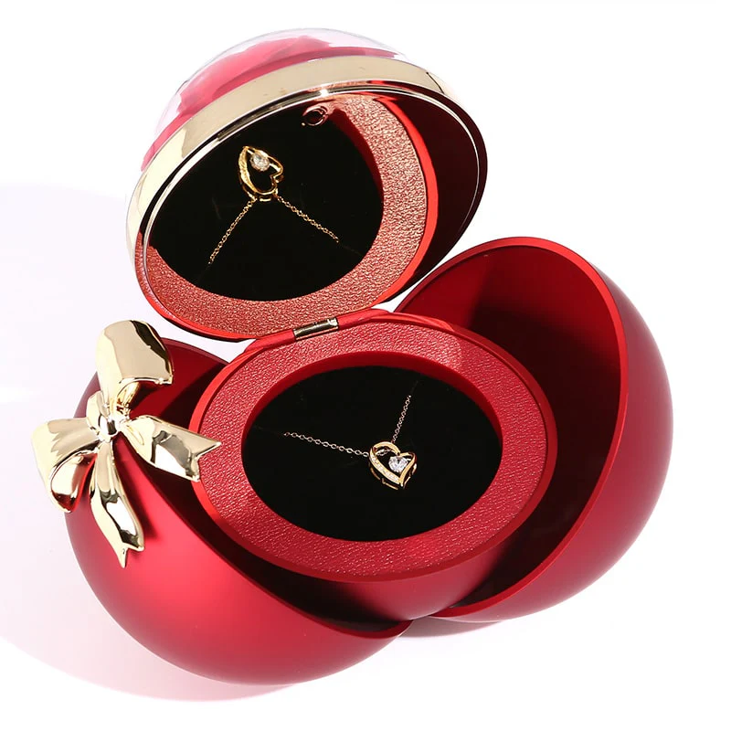 Kugel Rosenbox - Mit 14k Weißgold Herz Halskette - Image 4