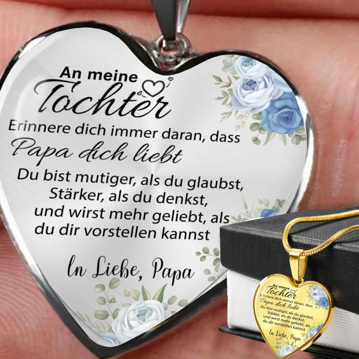 Herz-Halskette - An meine Tochter von Papa - Mutig - Image 5