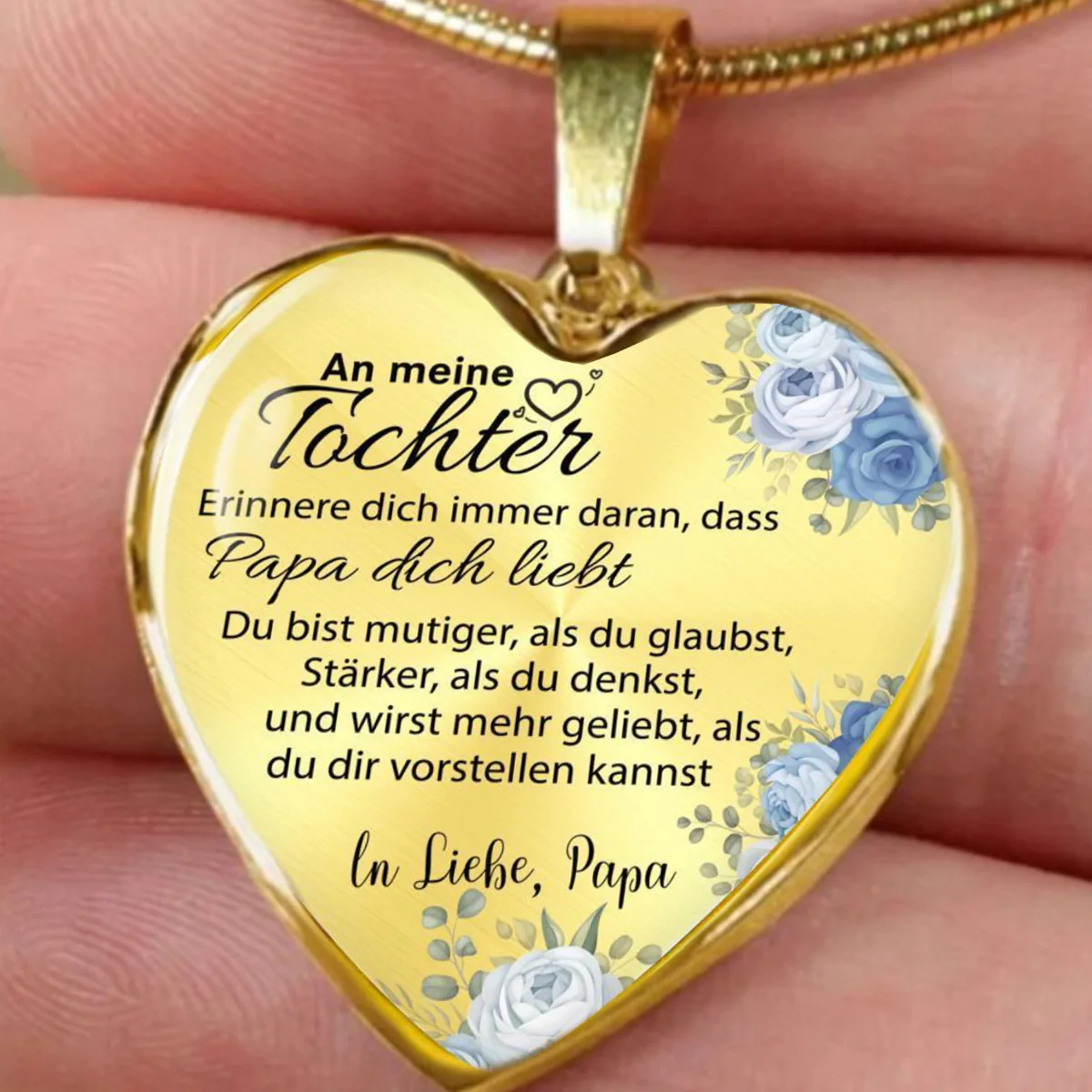 Herz-Halskette - An meine Tochter von Papa - Mutig - Image 6