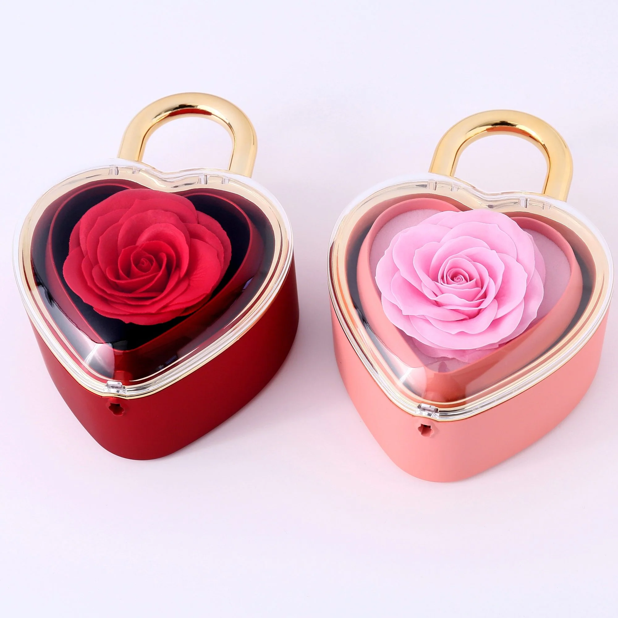 Herzschloss Rosenbox – mit Doppelherz Halskette und echter Rose - Image 3