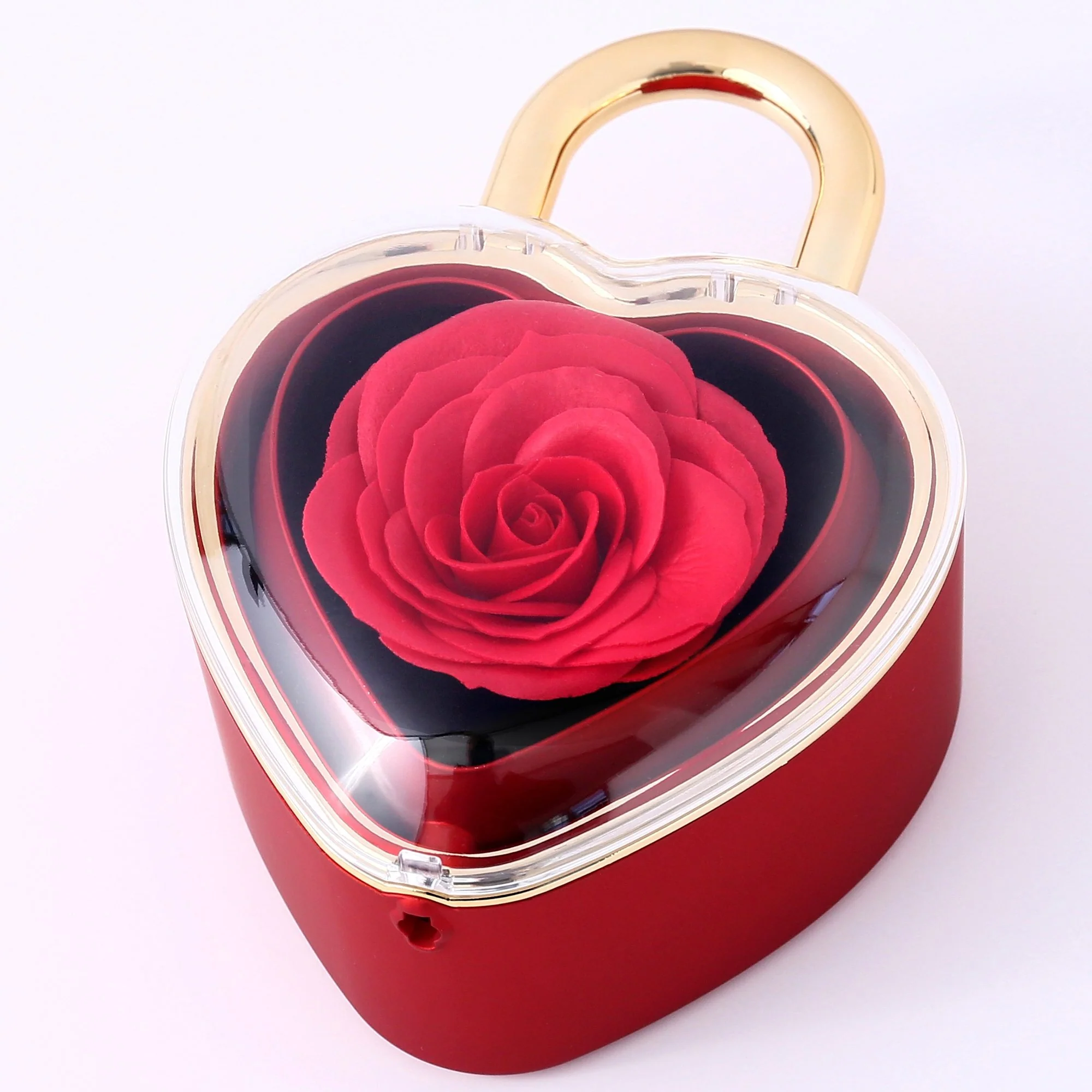 Herzschloss Rosenbox – mit Doppelherz Halskette und echter Rose - Image 4