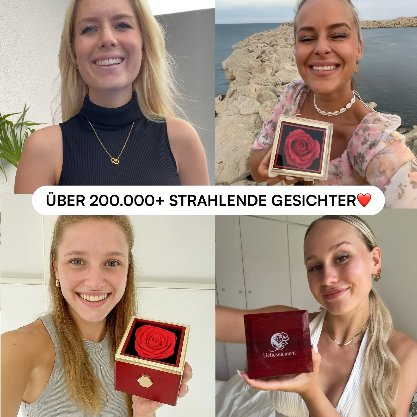 Herzschloss Rosenbox – mit Doppelherz Halskette und echter Rose - Image 9