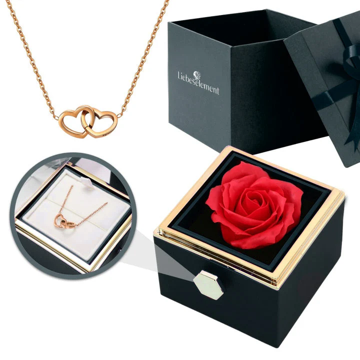 Ewige Rosenbox – mit Doppelherz Halskette und echter Rose - Image 11