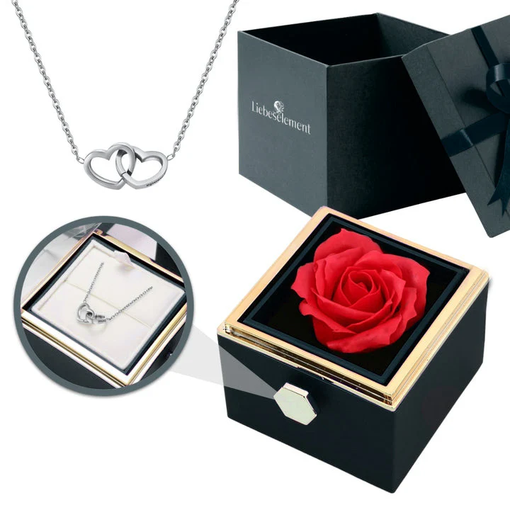 Ewige Rosenbox – mit Doppelherz Halskette und echter Rose - Image 12
