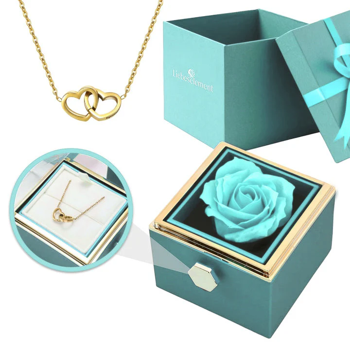 Ewige Rosenbox – mit Doppelherz Halskette und echter Rose - Image 14