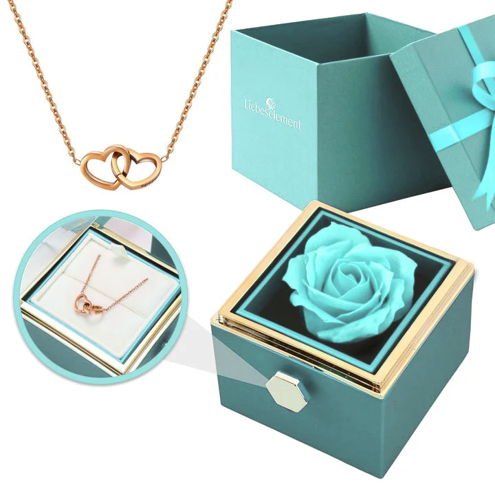 Ewige Rosenbox – mit Doppelherz Halskette und echter Rose - Image 15