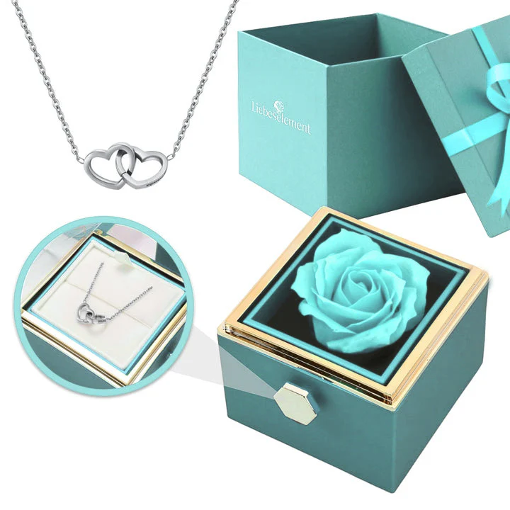 Ewige Rosenbox – mit Doppelherz Halskette und echter Rose - Image 16