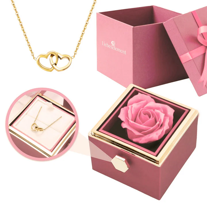 Ewige Rosenbox – mit Doppelherz Halskette und echter Rose - Image 17