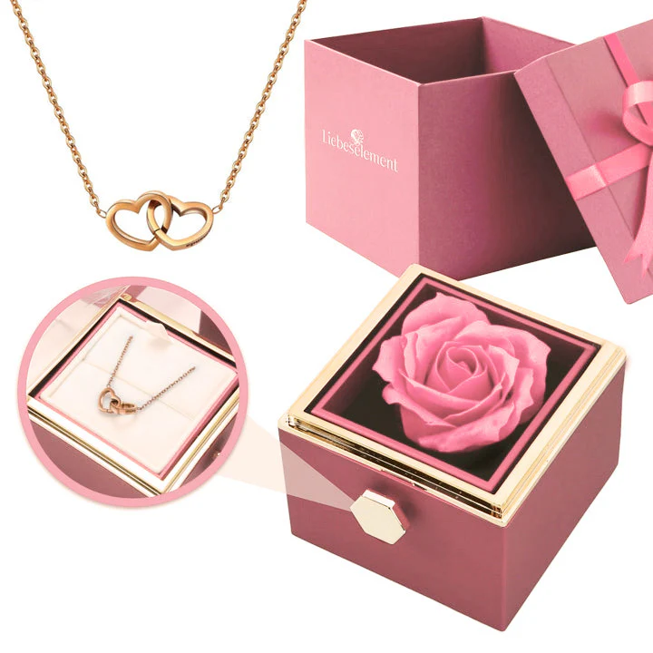 Ewige Rosenbox – mit Doppelherz Halskette und echter Rose - Image 18