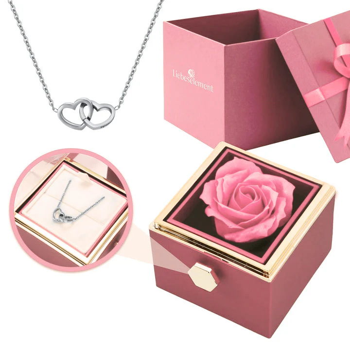Ewige Rosenbox – mit Doppelherz Halskette und echter Rose - Image 19