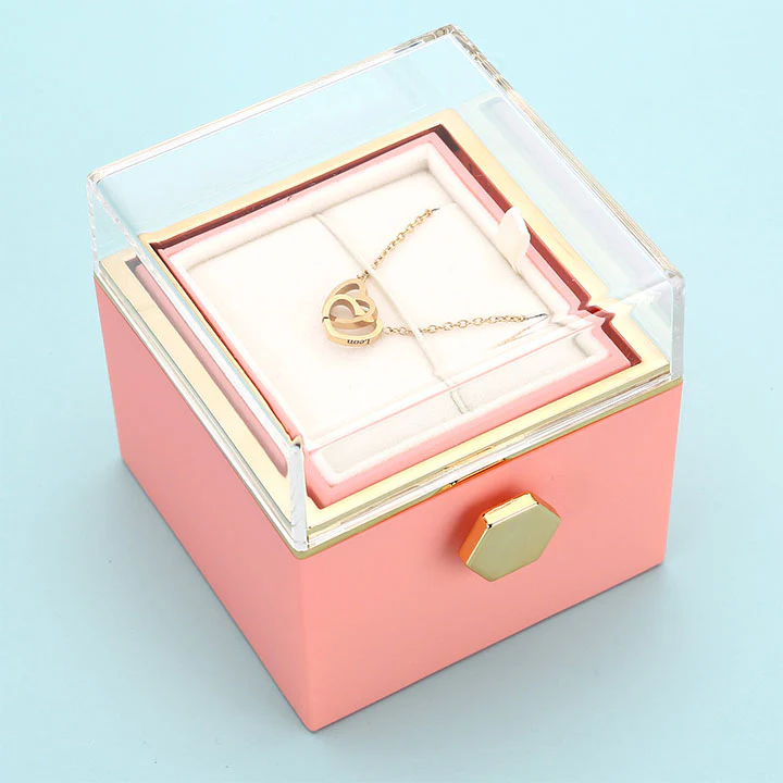 Ewige Rosenbox – mit Doppelherz Halskette und echter Rose - Image 36