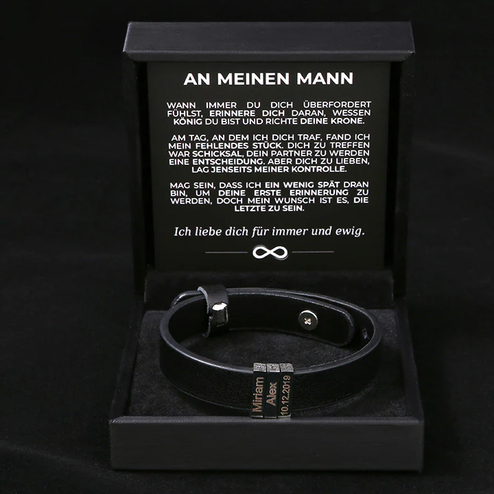 Lederamband mit Namenbeads - An meinen Mann