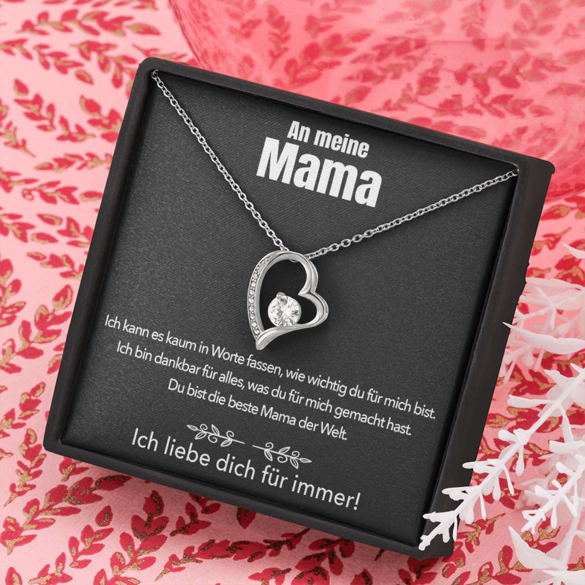 14k Weißgold Ausführung Halskette - An meine Mama - Ich liebe dich für immer - Image 10