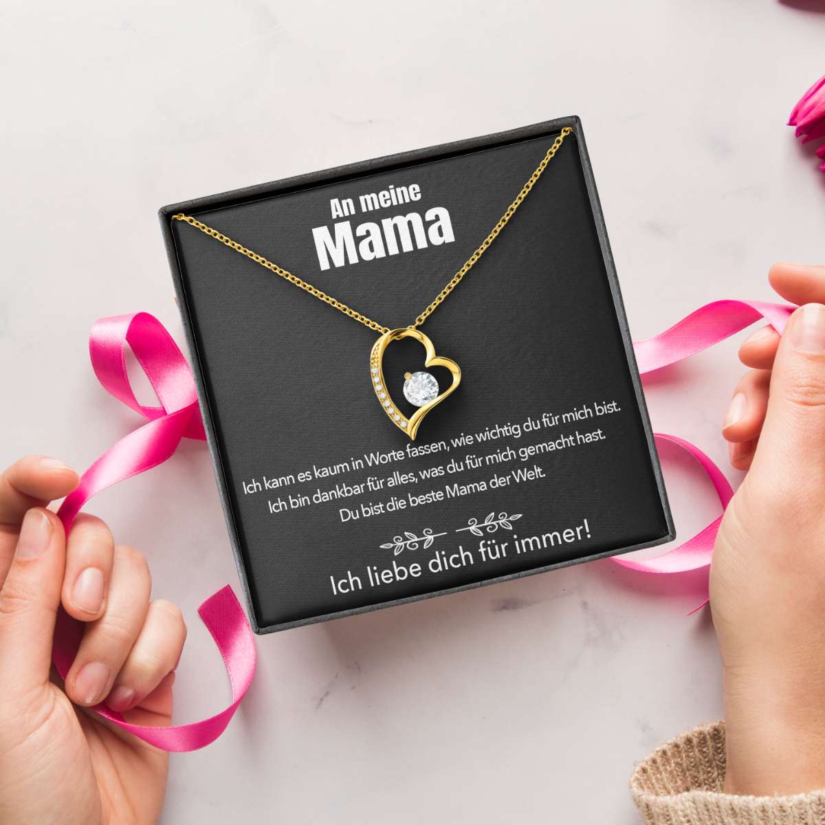 14k Weißgold Ausführung Halskette - An meine Mama - Ich liebe dich für immer - Image 12